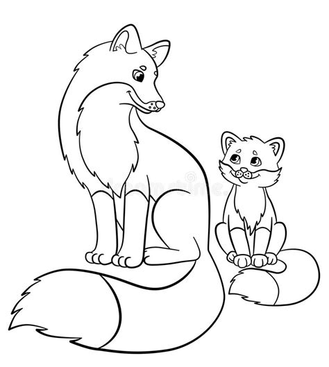 Coloring Pages Wild Animals Mother Fox With Her Little