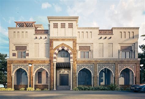 Villa Islamic Style On Behance Villa Architecture Architecture