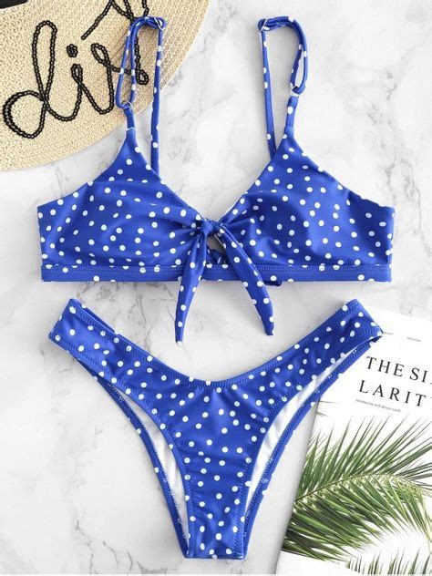 Blue Polka Dot Knot Bikini Set Free Shipping Sunwise Swimwear My Xxx