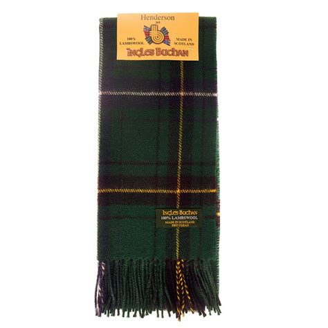Henderson Tartan Scarf Made In Scotland 100 Wool Plaid Tartan Scarf