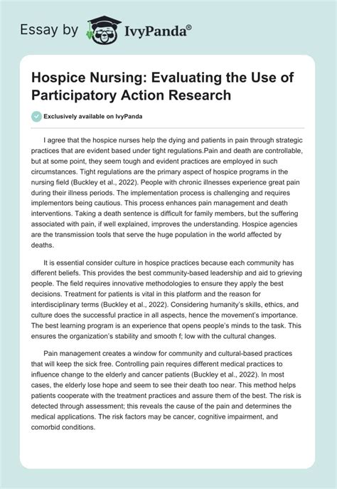 Hospice Nursing Evaluating The Use Of Participatory Action Research