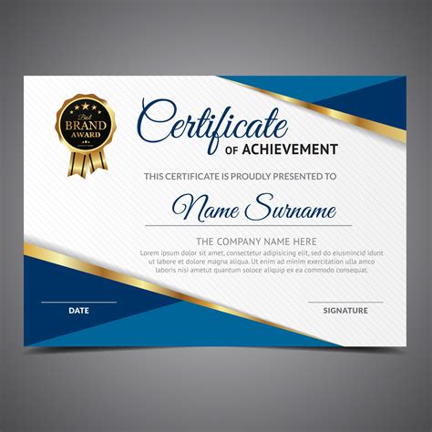Diseno De Certificado De Diploma De Onda Azul Elegante Vector Premium