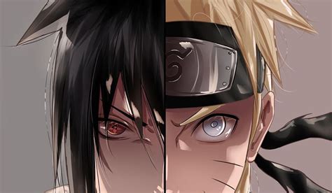 Naruto And Sasuke Half Face Drawing Easy Torunaro