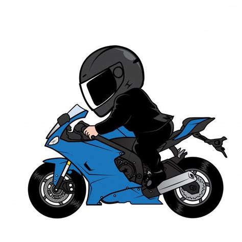 Rider Speeding Motorcycle Em Vetor De Desenhos Animados De Terno Preto