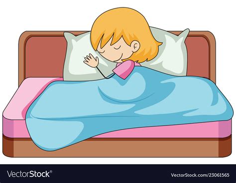 A Girl Sleeping On The Bed Royalty Free Vector Image