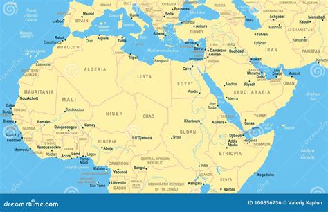 North Africa Map Vector Illustration Stock Illustration
