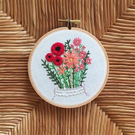 Mason jar flowers wall art. Mason Jar Bouquet Floral Embroidery Hoop. Bouquet of ...