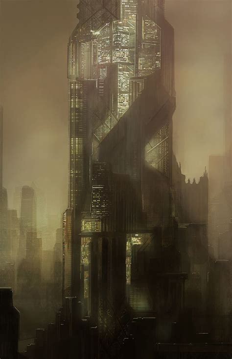 Cyberpunk Tower Futuristic Architecture Future Building Futuristic