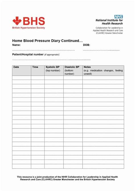 Blood Pressure Monitoring Chart Printable Uk Mylifeplm
