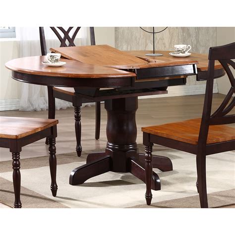 I drilled 1 ½″ pocket holes on both ends of each pieces and attached like shown using 2 ½″. Cyrus Extending Dining Table - Round Top, Pedestal Base ...