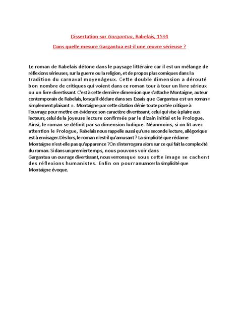 Dissertation Sur Gargantua | PDF