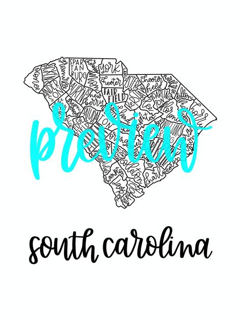 South Carolina Map Etsy