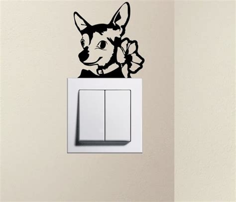 Designer Cute Dog Chihuahua Pet Light Switch Sticker Funny Wall Decal