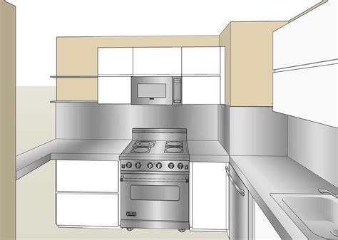 A Drawing Of A Kitchen With An Oven Sink And Stove Top In The Corner