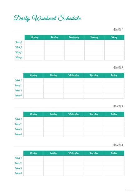 Workout Schedule 18 Examples Format How To Build Pdf