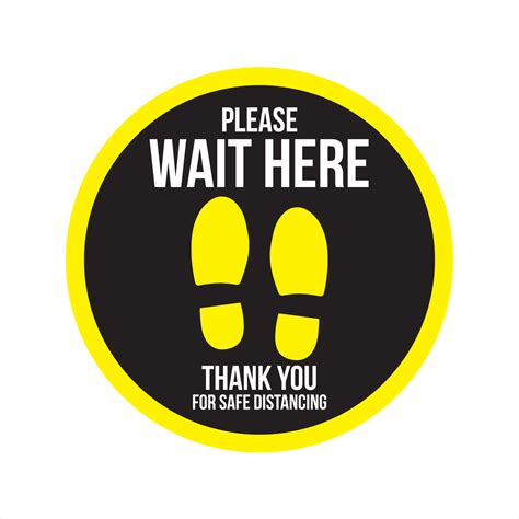 Please Wait Here Safe Distancing Circular Floor Sticker Ego Design Ltd