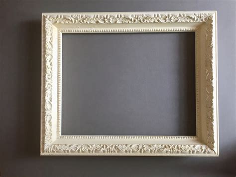 Vintage Antique White Frame With Gold Accents Gesso Portrait Frame