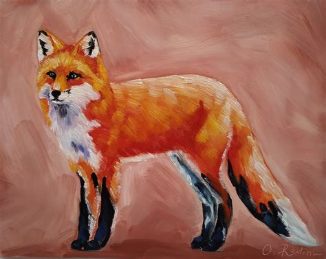 Original Fox Painting Fox Oil Painting Small Wildlife Art Wild Etsy