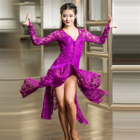 lace purple lace latin dresses for dancing latin dance dress women modern dance costumes for