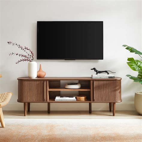 Modway Contour Mid-Century Modern Media TV Stand in Walnut, 15 x 54.5 x