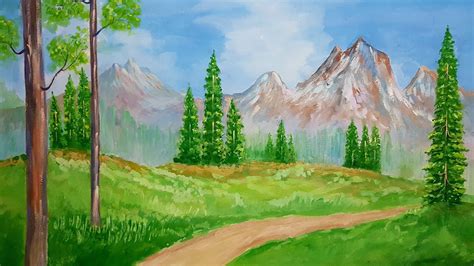 How To Draw Nature Drawing Scenery With Poster Colour Painting For