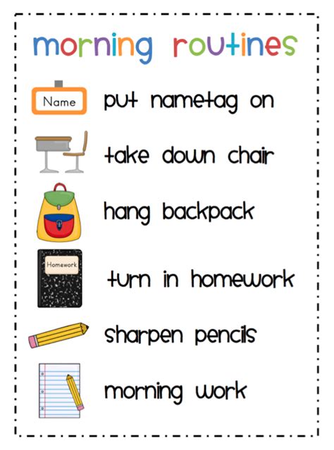 Morning Routine For Kindergarten Worksheet