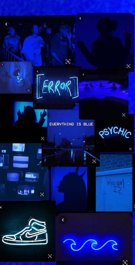 Dark Blue Aesthetic Collage Neon Blue Collage Wallpaper See More