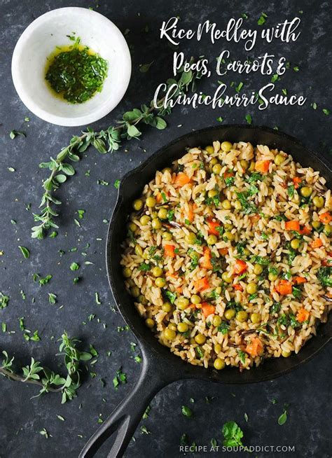 Long Grain Rice Medley With Peas Carrots And Chimichurri Sauce A