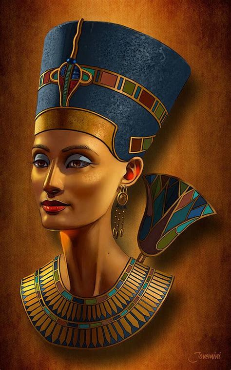 Nefertiti Egyptian Queen On Papyrus Art Print By Jovemini Art Arte