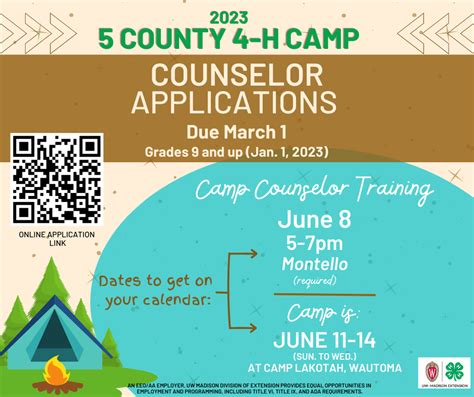 2023 4 H Summer Camp Extension Green Lake County