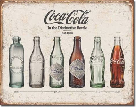 16 X 12 12 Coca Cola Coke Bottle Evolution Over The Years Metal Sign