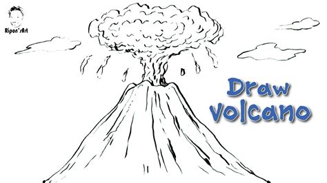 How To Draw A Volcano Easy And Step By Step Ripons Art Youtube