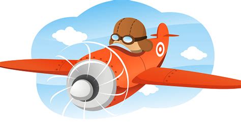 Cartoon Illustration Of A Pilot Flying A Prop Plane Stock Illustration