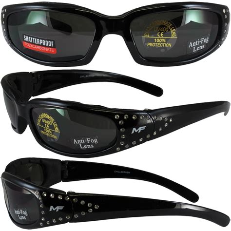 Motorcycle Sunglasses With Rhinestones Smoke Lenses