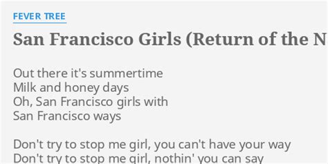 san francisco girls return of the native lyrics by fever tree out there it s summertime