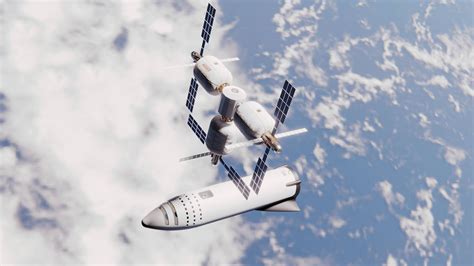 Spacex Bfr Spaceship Docking To Bigelow Orbital Station Human Mars