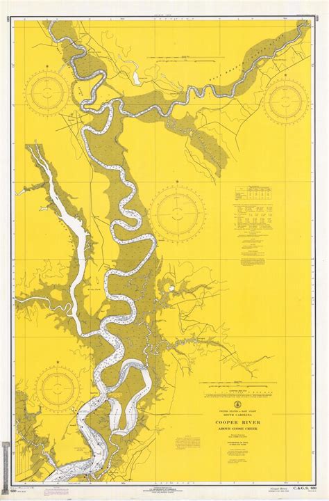 Cooper River Map South Carolina Historical Chart 1970 Etsy