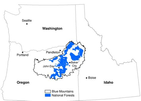 Blue Mountains Washington Map Map Vectorcampus Map