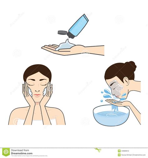 Women Wash Face Cartoon Stock Vector Image 44689912
