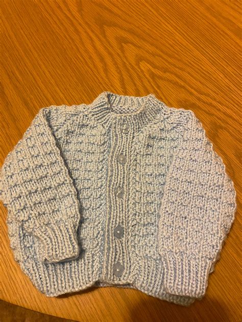 Hand Knit Baby Boy Cardigan 3 6 Month Etsy