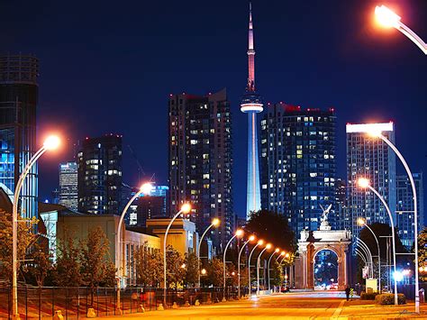 Picture Cities Canada Ontario Night Toronto Building Street Lights