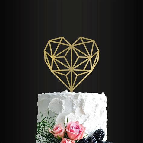 Wedding Cake Topper Geometric Heart Cake Topper Wedding Cake Decor