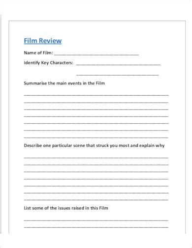 Free Printable Movie Review Template Templates Printable Download
