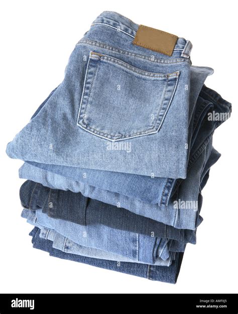 Stack Of Blue Jeans Stock Photo Alamy