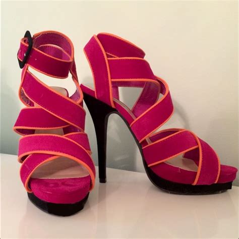 Shoes Hot Pink And Orange Strappy Heels Poshmark