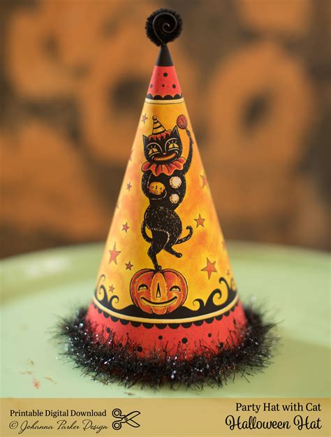 Halloween Party Hat With Cat — Johanna Parker Design