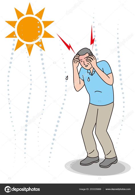 Symptoms Heat Stroke Aged Person Headache Stock Vector Image By