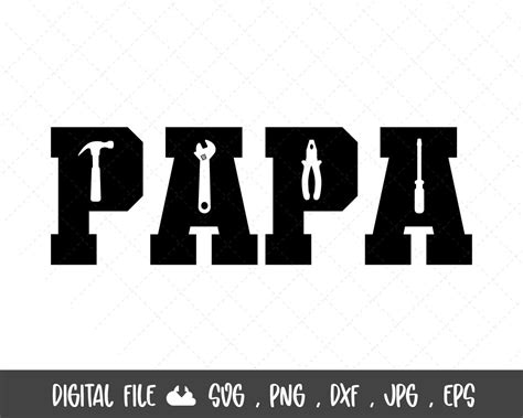 Papa Svg Fathers Day Svg Papa Word With Tools Svg Papa Etsy