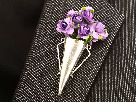Embossed Lapel Pin Boutonniere Brooch Handmade In Poirot Style From