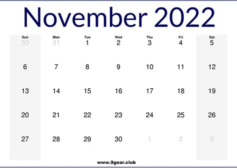 November 2022 Us Calendar Printable Printable Calendars 2022